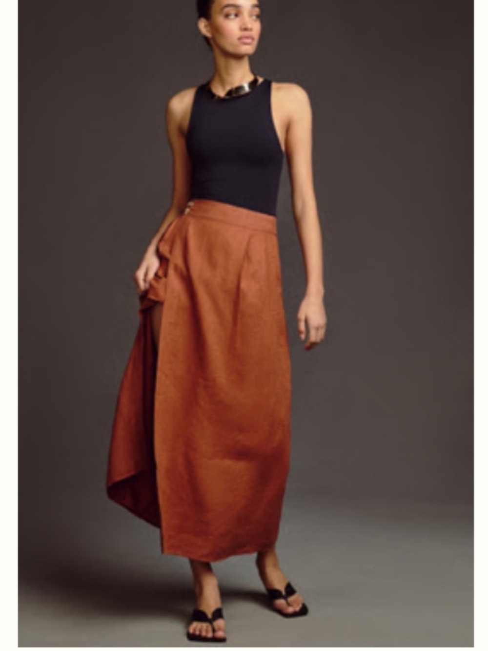 BY ANTHROPOLOGIE LINEN WRAP SKIRT